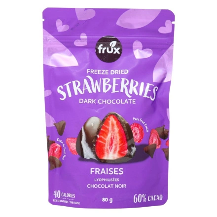 Frux Freeze Dried Strawberries Covered in Dark Chocolate Canada Front