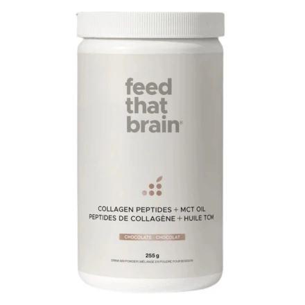 Front of Feed That Brain Grass-Fed Collagen + MCT Oil Creamy Chocolate - Grass Fed Collagen Powder - Mct Collagen Powder - Collagen Mct Oil