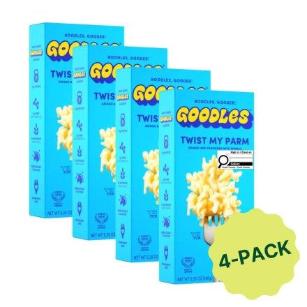 Goodles Protein Mac and Cheese Asiago Parmesan Twist My Parm 4 Pack Front