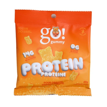 Go! Gummy Protein Gummy Bears Sour Orange Front of package