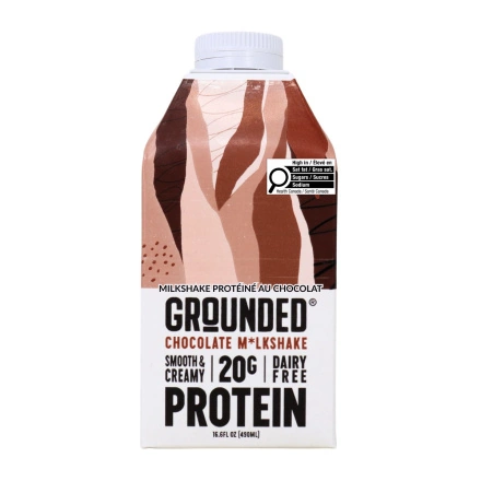Front of GROUNDED Dairy-Free High-Protein Coconut Milk Shake Chocolate - Coconut Milkshake Protein - Dairy-Free Protein Milkshake - High-Protein Chocolate Shake