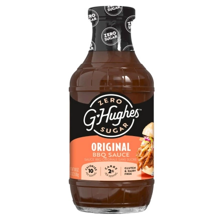 Front of G Hughes Sugar-Free BBQ Sauce Original - G Hughes Sugar Free Barbecue Sauce - No Sugar BBQ Sauce
