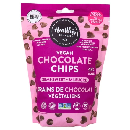 Front of Healthy Crunch Semi-Sweet Vegan Chocolate Chips, 300g