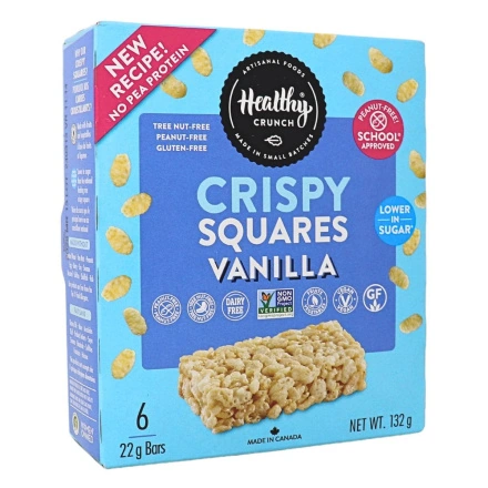 Front of Healthy Crunch Vanilla Crispy Squares, 6 bars