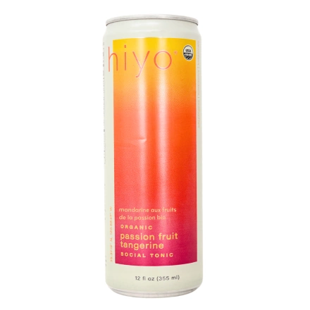 Front of Hiyo Organic Non-Alcoholic Functional Seltzer Passionfruit Tangerine - Non Alcoholic Mocktail - Non Alcoholic Drinks - Hiyo Canada