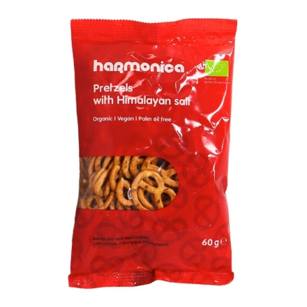 Front of Harmonica Organic Wheat Pretzels 