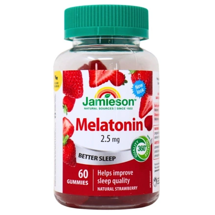 Front of Jamieson Vitamins Melatonin Gummies Natural Strawberry - Best Melatonin Gummies - Melatonin Gummies For Adults - Melatonin Gummies Canada