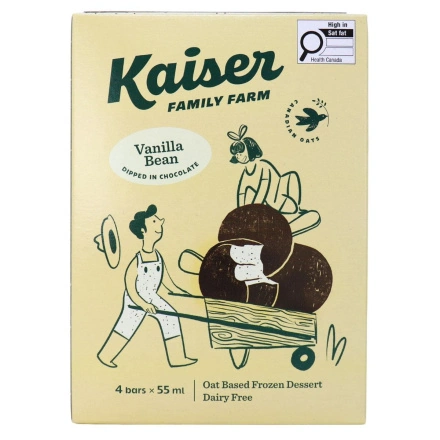 Kaiser Dairy-Free Oat-Based Frozen Dessert Bars Vanilla Dipped in Chocolate Canada Front