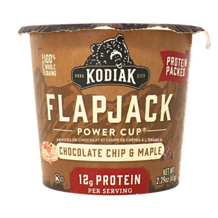 Front of Kodiak Cakes Chocolate Chip & Maple Pancake Cup, 65g