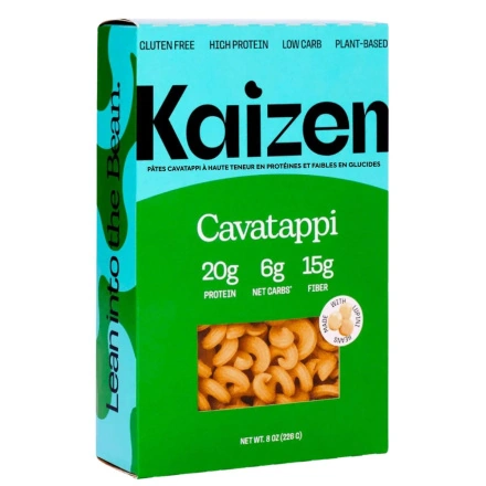 Front of Kaizen High Protein Low Carb Pasta Cavatappi - Grain Free Pasta - Vegan Protein Pasta - Healthy Pasta Noodles