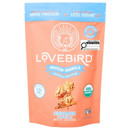 Lovebird Organic Protein Granola Cinnamon Front