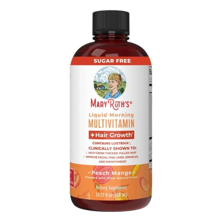 Mary Ruth's Liquid Morning Multivitamin + Hair Growth Peach Mango Front
