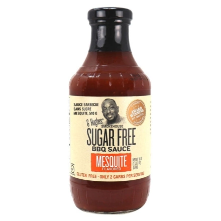 Front of G Hughes Sugar Free BBQ Sauce Mesquite