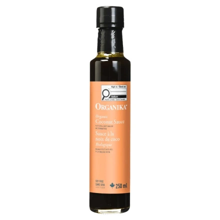 Front of Organika Organic Coconut Aminos Sauce - Healthy Substitute For Soy Sauce - Organic Tamari Sauce - Gluten Free Coconut Aminos