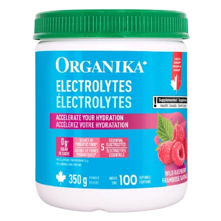 Front of Organika Sugar-Free Electrolyte Mix Wild Raspberry - Electrolyte Drink - Best Electrolyte Drink - Natural Electrolyte Drink