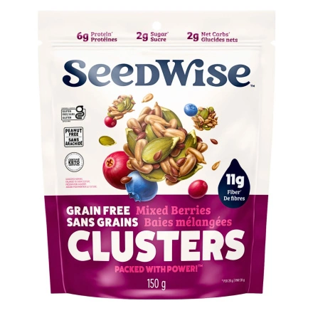 Front of Ozery SeedWise Super Seed Clusters Mixed Berries - Granola Keto -Gluten Free Granola - Healthy Granola