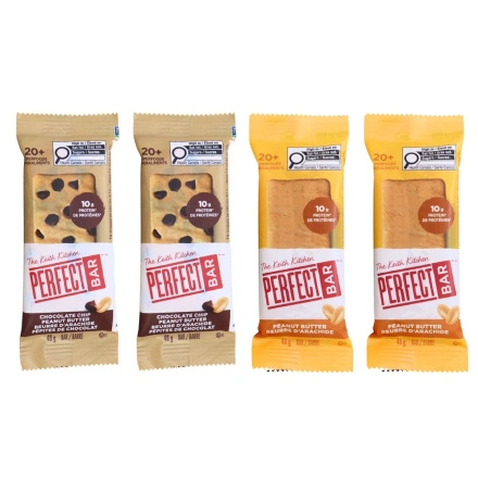 Front of Perfect Bar Snack-Sized Protein Bar Variety 4-Pack - High Protein Snack - Superfoods Protein Bar - Organic Protein Bar
