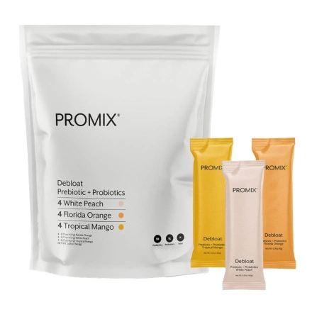 PROMIX Debloat Prebiotic + Probiotics Variety Pack, 12 Packets Front