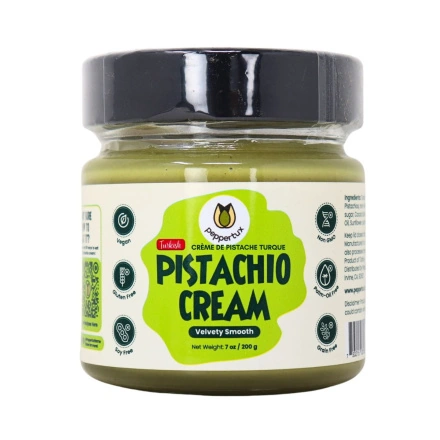 Front of Peppertux Vegan Turkish Pistachio Cream Velvety Smooth - Palm Oil Free Pistachio Cream - Non-GMO Pistachio Cream - Healthy Pistachio Spread