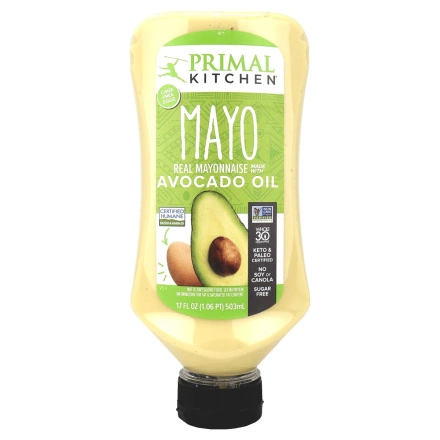 Front of Primal Kitchen Squeeze Mayo with Avocado Oil - Avocado Oil Mayonnaise - Keto Mayo - Paleo Mayo