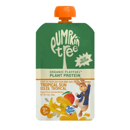 Pumpkin Tree Organic Baby Puree Pouch with Seed Butters Backyard Roots Front of pouch