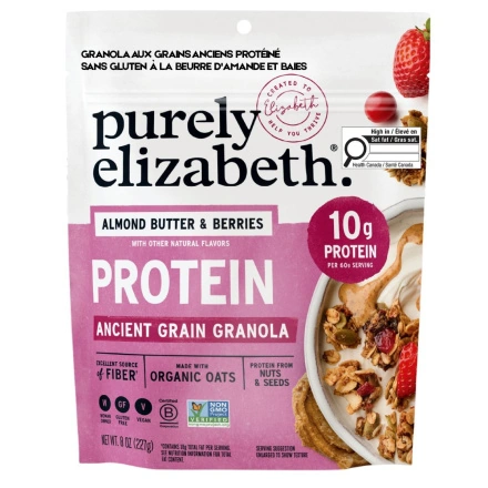 Purely Elizabeth Protein Ancient Grain Granola Almond Butter & Berries Front of bag