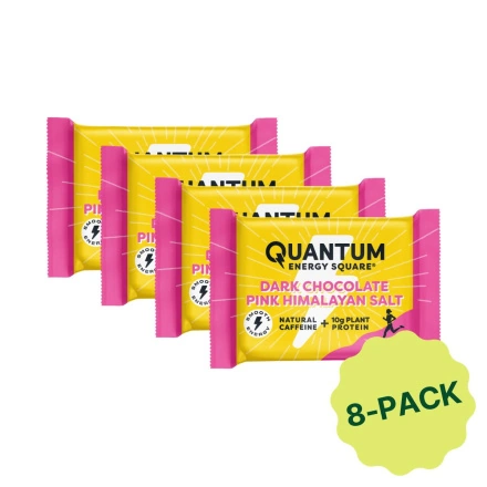 Quantum Energy Squares Caffeinated Protein Bar Dark Chocolate Pink Himalayan Salt  Front