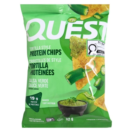 Front of Quest Protein Tortilla Chips Salsa Verde - Quest Protein Chips - Protein Chips - Salsa Verde