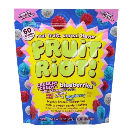 Fruit Riot Limited Edition Crunchy Candy Blueberries Front of package