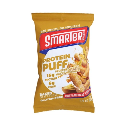 Smarter Snacks Gluten-Free Protein Puffs Honey Mustard Front of bag