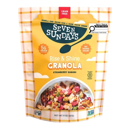 Front of Seven Sundays Grain Free Granola Rise & Shine Strawberry Banana - Healthy Breakfast Cereal - Nut Granola - Gluten Free Nut Cereal