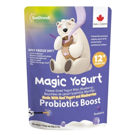 Front of SunDrench Freeze Dried Blueberries Yogurt Bites