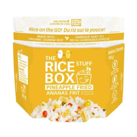 Front of The Rice Stuff Box Microwavable Rice - Seasoned Rice - Instant Microwave Rice - Pineapple Rice - Pineapple Fried Rice 