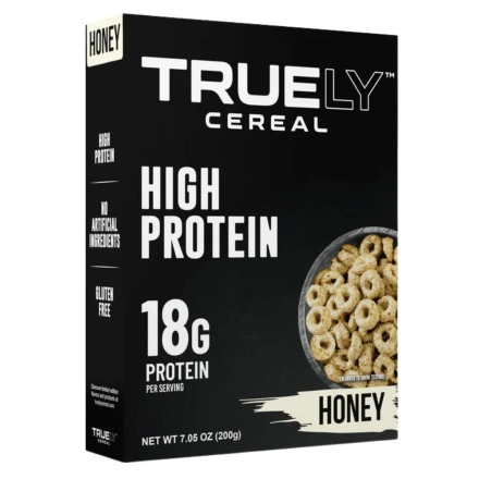 Front of Truely Protein Cereal Honey - High-Protein Cereal - High in Protein Cereal - Cereals Gluten-Free