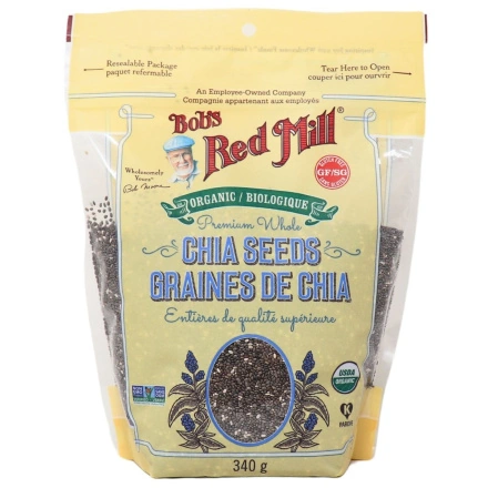 Front of Bob's Red Mill Organic Premium Whole Chia Seeds, 340g 