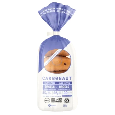 Front of Carbonaut Keto Gluten-Free Bagels Lemon Blueberry - Chewy Keto Bread - Keto Bagels No Cheese - Keto Bagels With Psyllium Husk