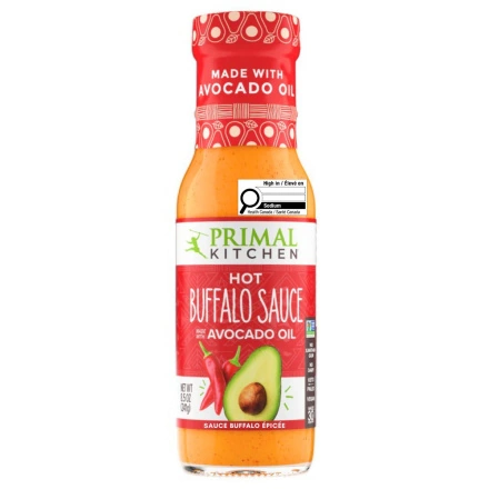 Front of Primal Kitchen Hot Buffalo Sauce - Vegan Buffalo Sauce - Keto Buffalo Sauce - Buffalo Wing Sauce