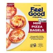 Front of Feel Good Foods Gluten-Free Mini Plain Pizza Bagels - Gluten Free Bagels - Gluten-Free Bagel - Pizza Bagels