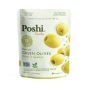 Front of Poshi Premium Green Pitted Olives with Basil & Garlic - Olives For Charcuterie Boards - Pitted Green Olives - Low Calorie Olives